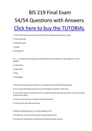 business exam questions and answers