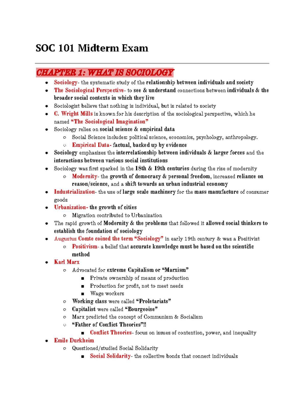 sociology midterm exam answers