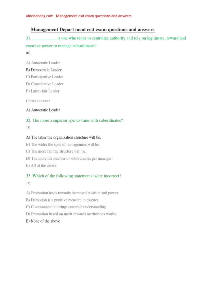 answers to exam questions