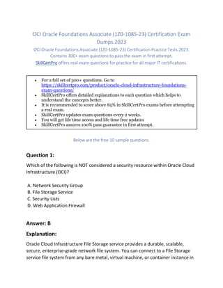 oracle cloud infrastructure foundations exam answers