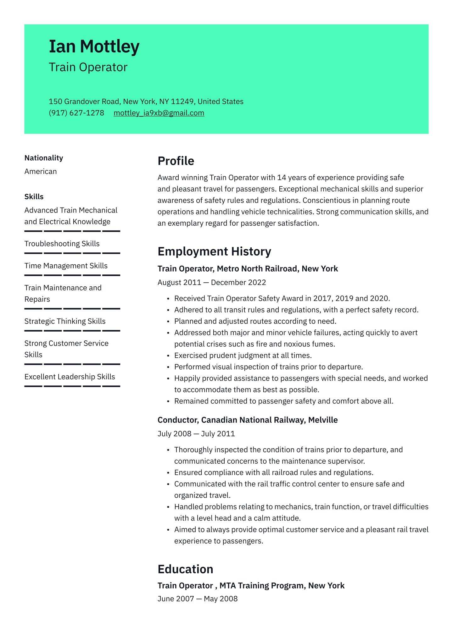 train operator exam 2025
