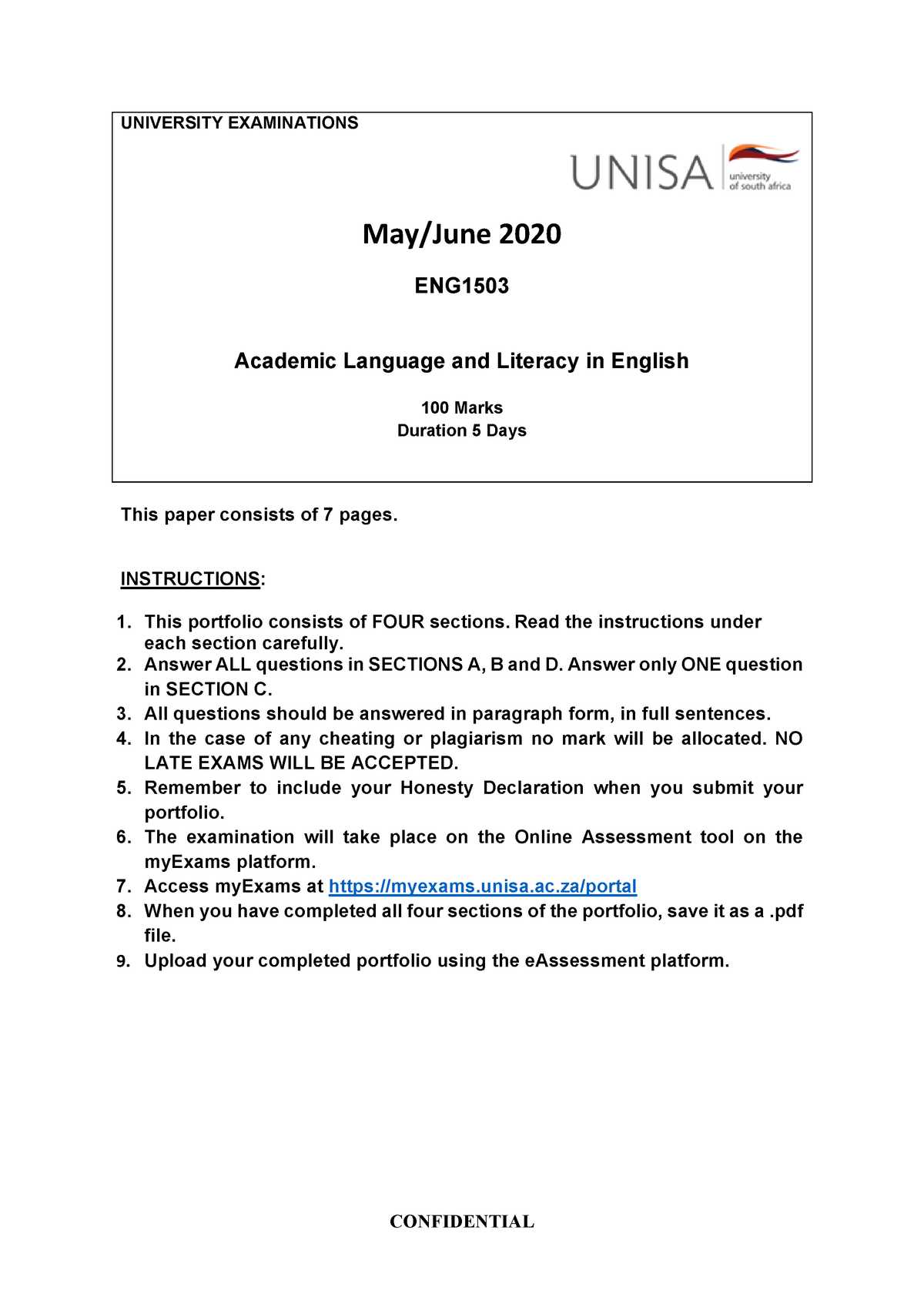 unisa past exam papers with answers