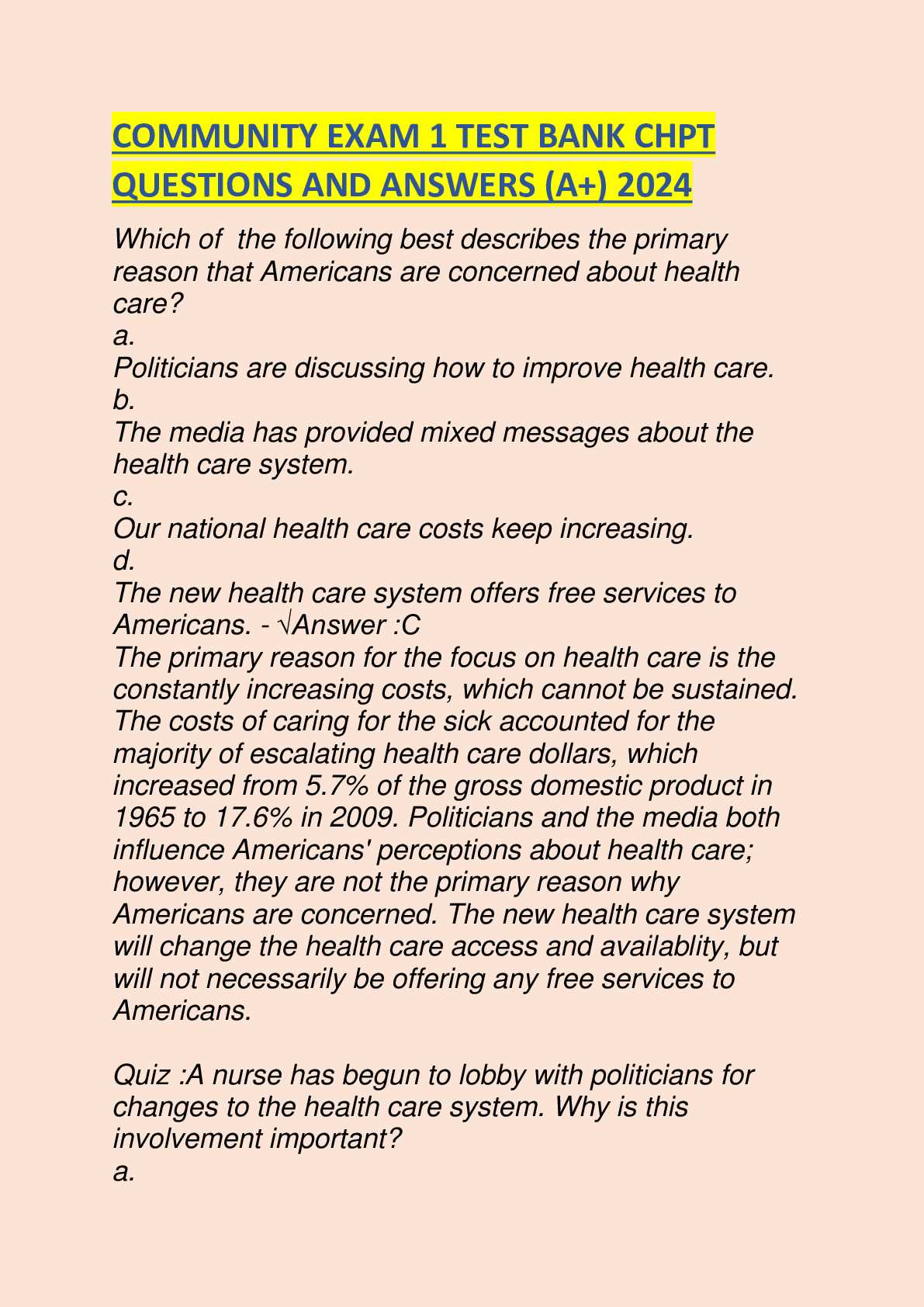 health exam answers