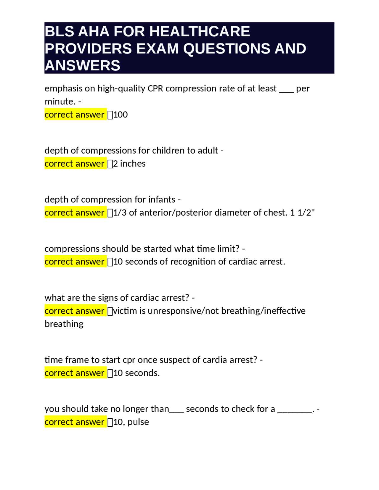bls for healthcare providers course version c answers