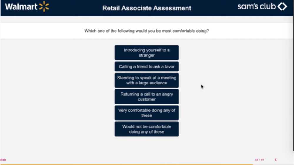 walmart answers for the online assessment