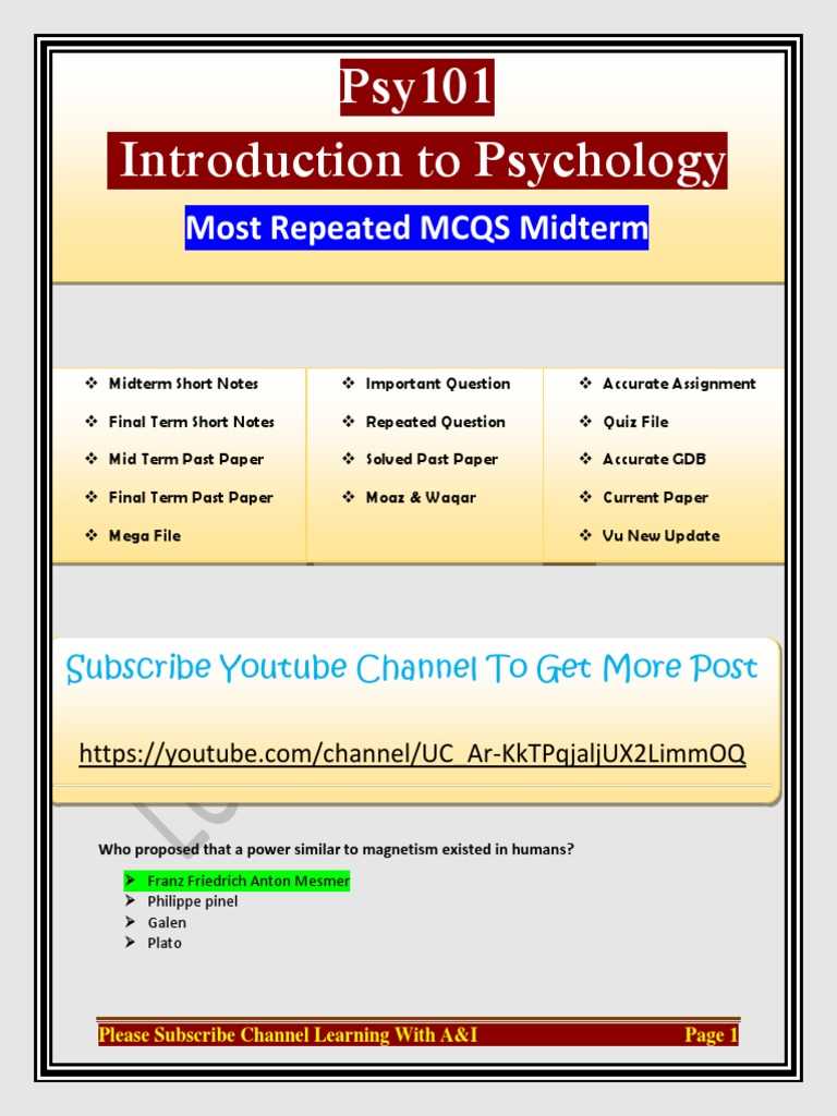 psychology 101 midterm exam